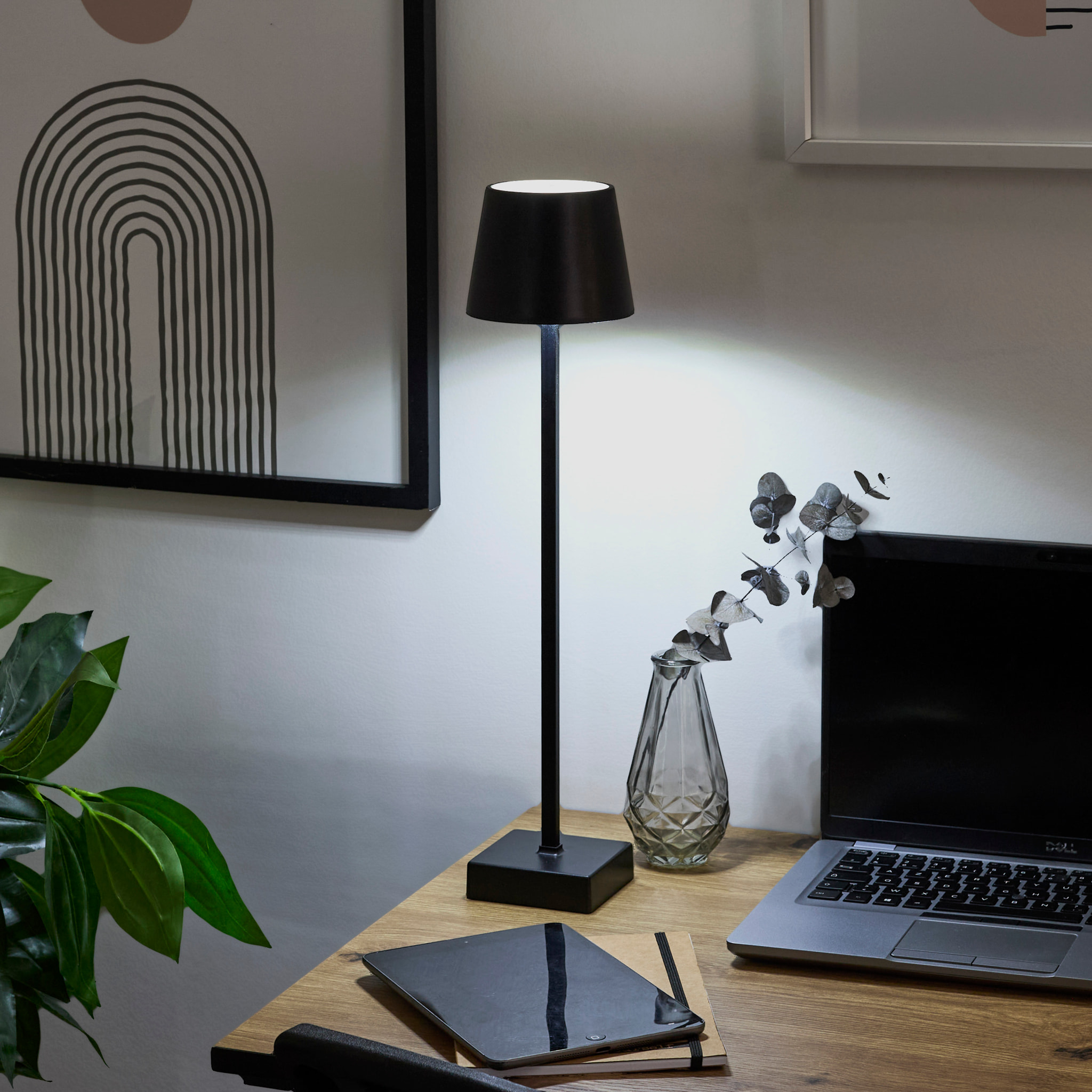 Lampe De Table Noir H45cm Rechargeable Usb