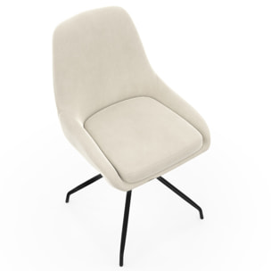 Chaises Olivia pivotantes velours crème pieds métal - lot de 4