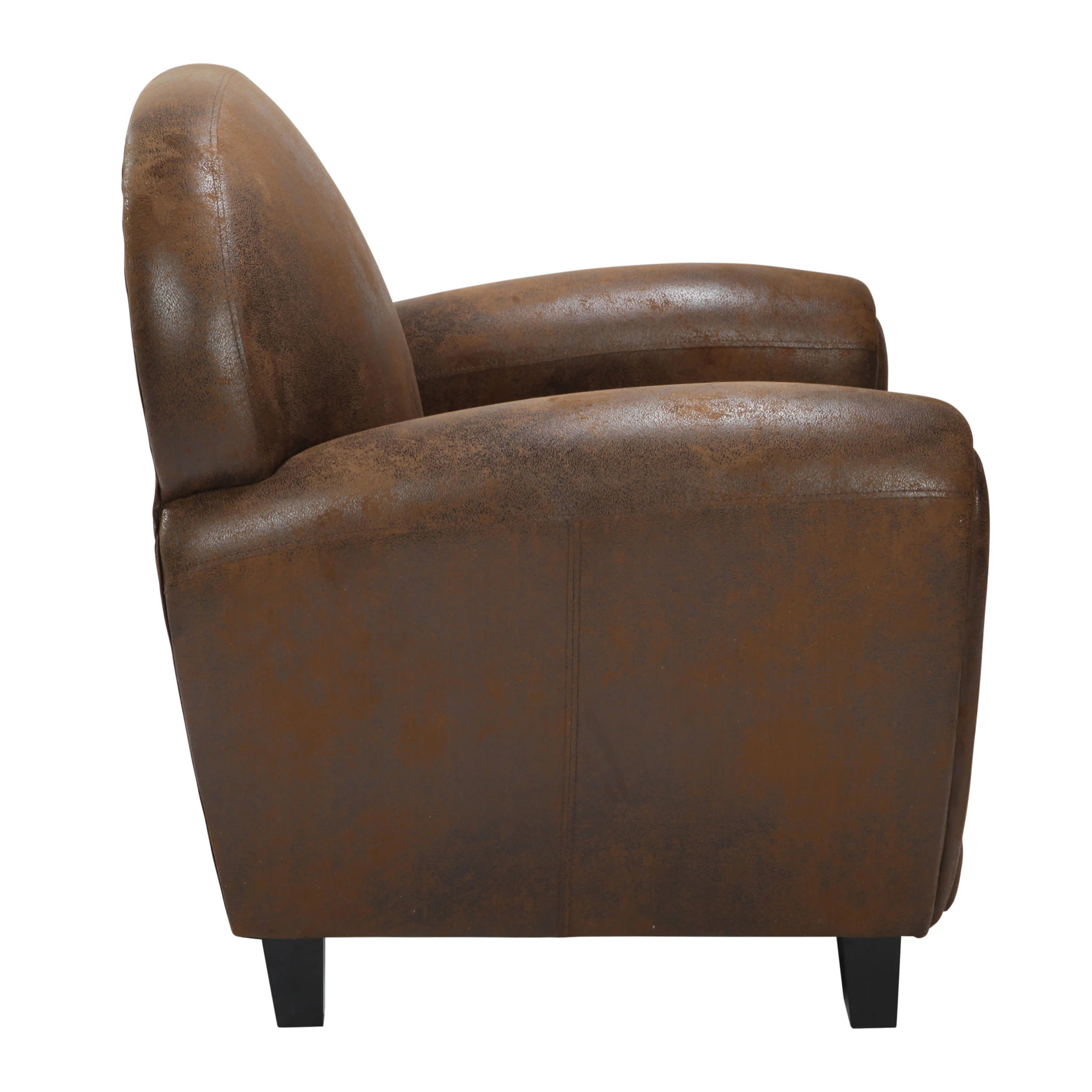 Fauteuil marron vieilli en microfibre - Club