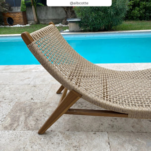 Transat en bois de teck et jacinthe d'eau synthétique - Bruna