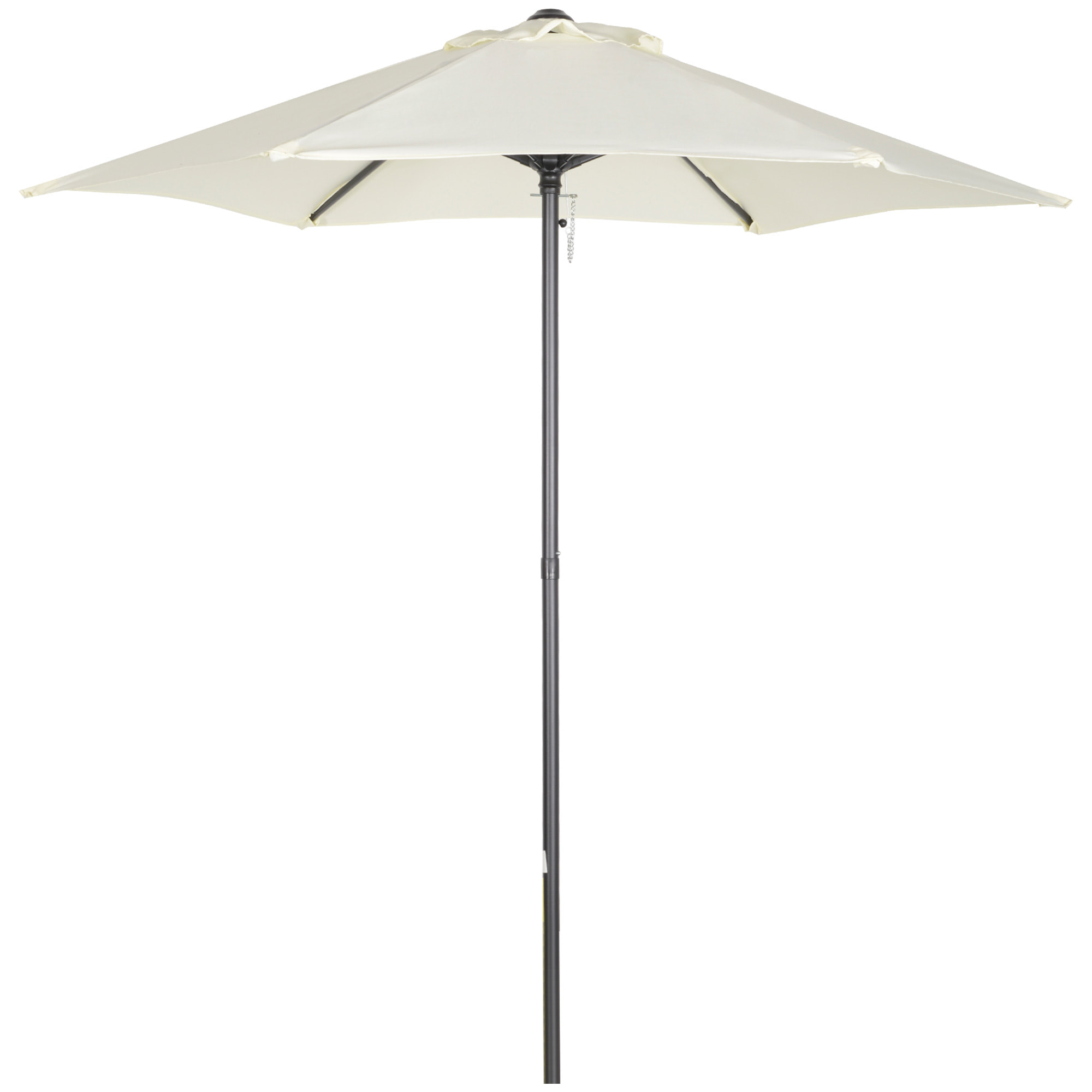 Parasol droit de jardin balcon terrasse grande taille toile polyester 160 g/m² Ø 1,96 x 2H m mât alu beige