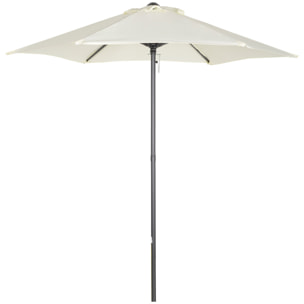 Parasol droit de jardin balcon terrasse grande taille toile polyester 160 g/m² Ø 1,96 x 2H m mât alu beige