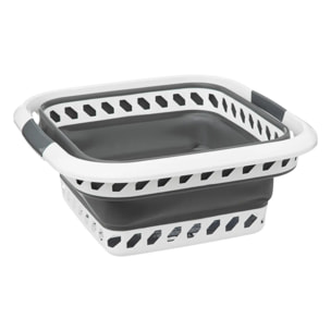Corbeille à linge pliable 40L gris et blanc