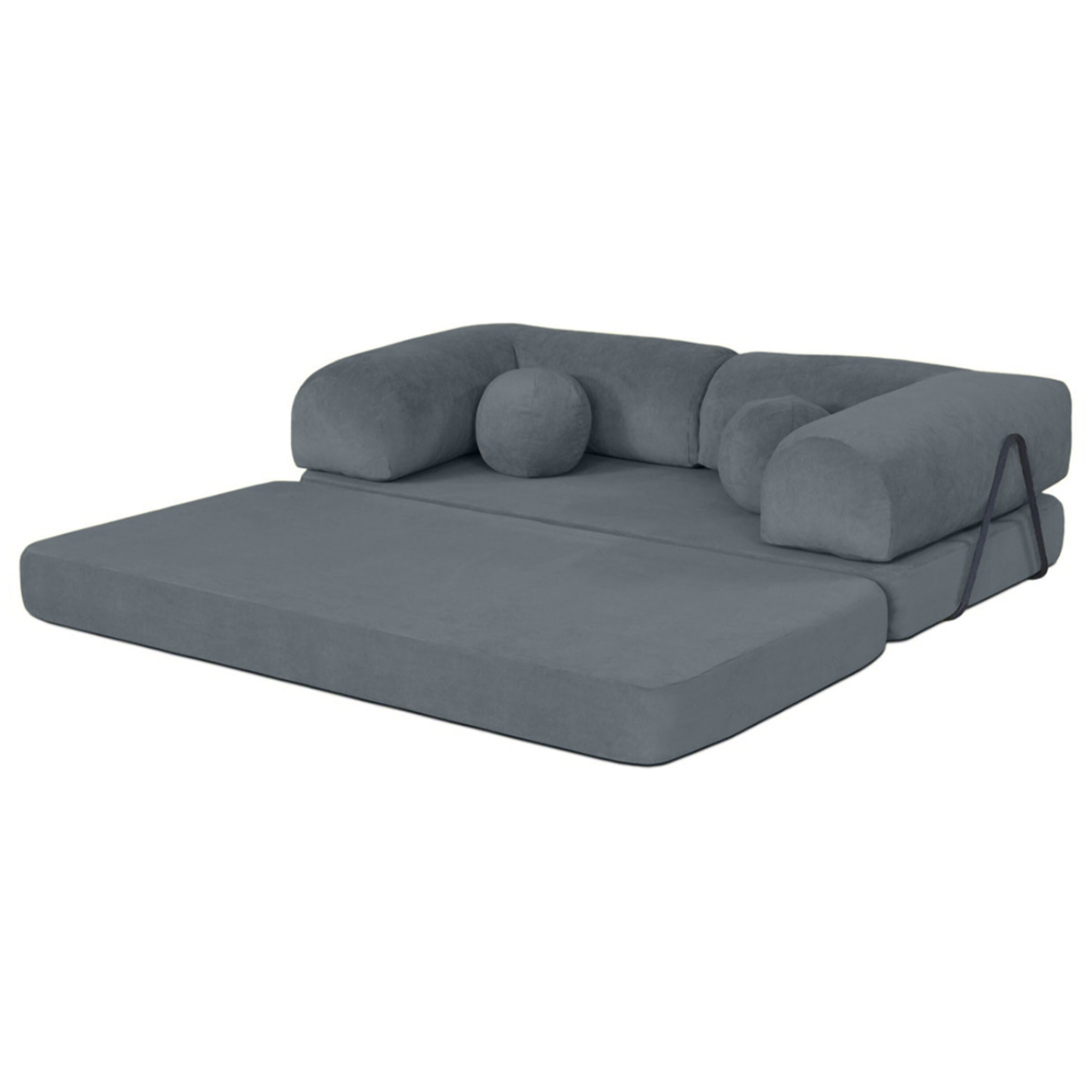 Nebula - Canapé 3 places convertible en velours texturé - Gris