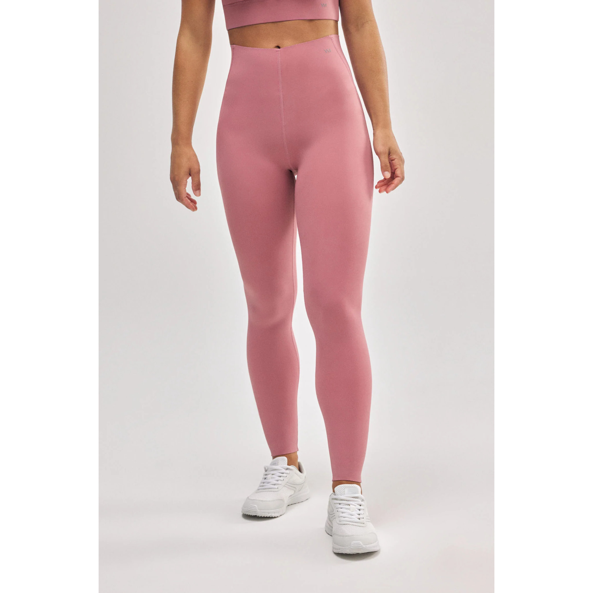 Leggings sportivi a compressione lunghi e piatti in rosa