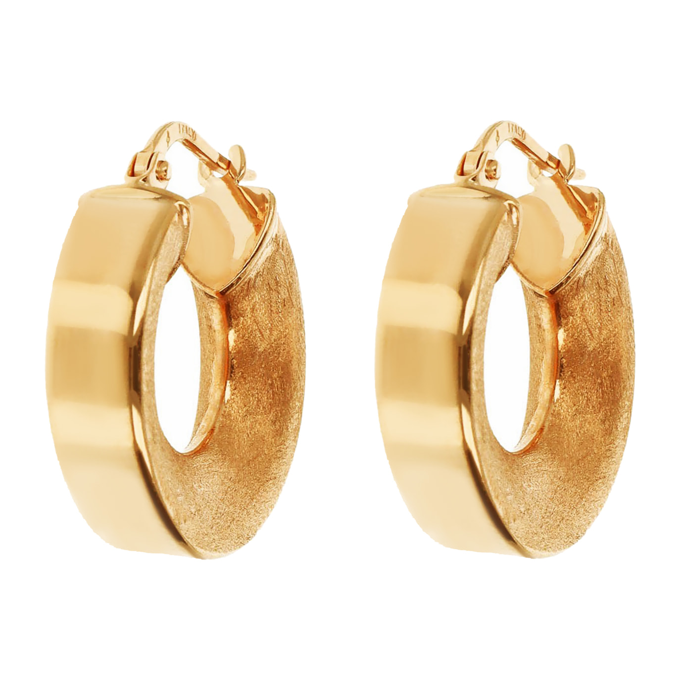 Orecchini a Cerchio Lucidi e Satinati placcati Oro Giallo 18Kt Diametro 2cm