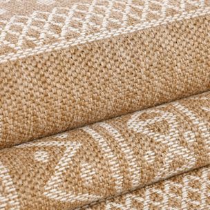 DHAKA - Tapis intérieur/extérieur aspect jute motif mandala beige