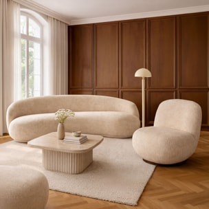 Fauteuil pivotant en velour crème  MARLO