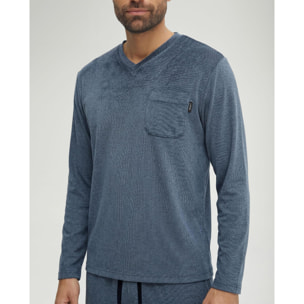 Pijama hombre cuello pico