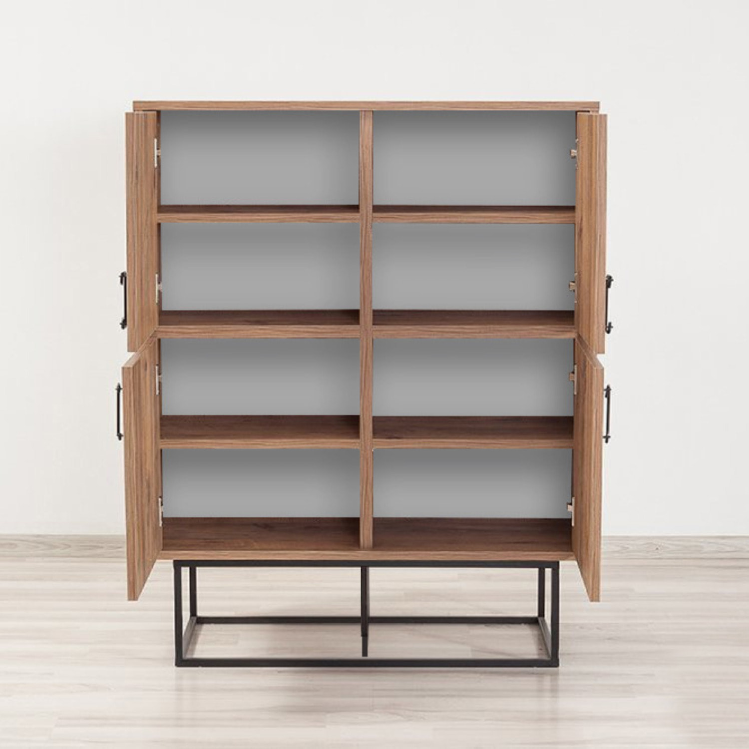 MEXICO - Buffet industriel en bois et métal - 4 portes - 8 rangements