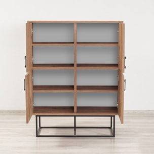 MEXICO - Buffet industriel en bois et métal - 4 portes - 8 rangements