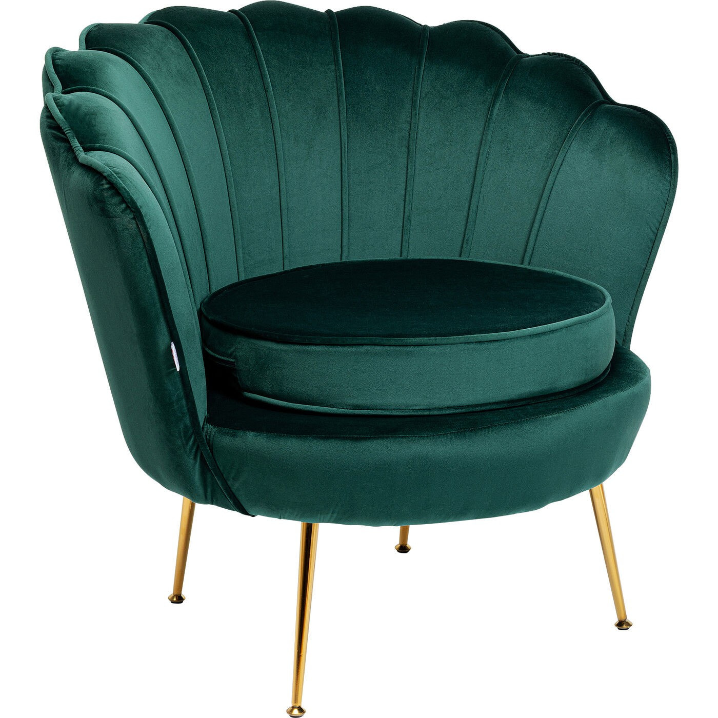 Fauteuil Water Lily velours vert et acier doré Kare Design