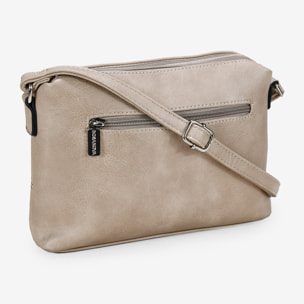 Bolso bandolera taupe doble cremallera