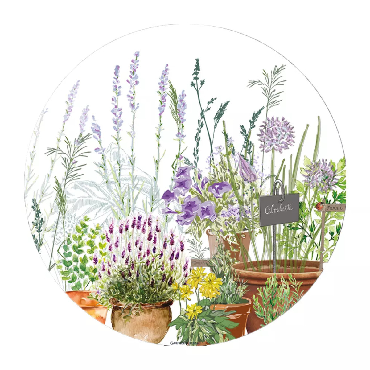 Set vinyle 860 g/m² imprimé vert violet Jardin aromatique provence