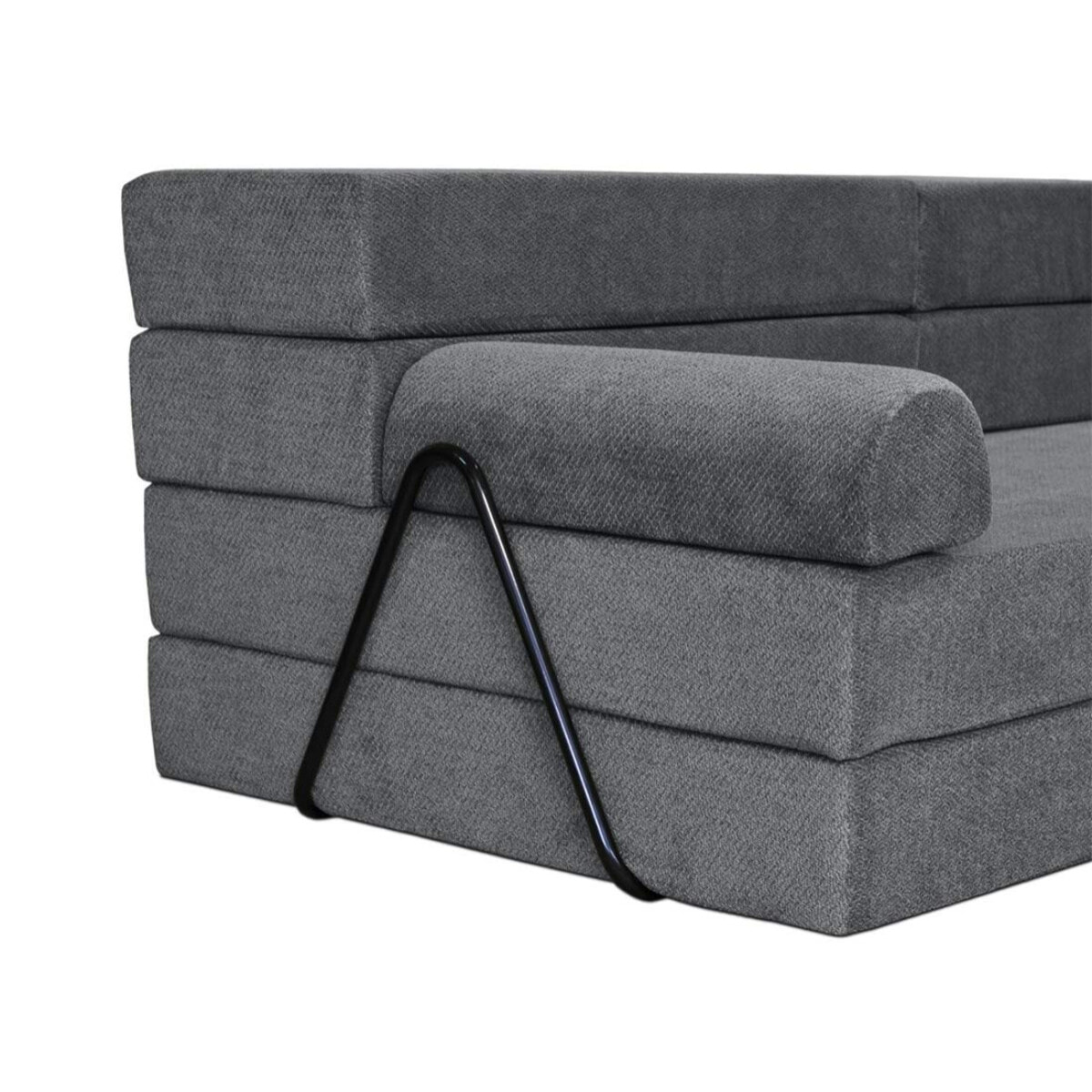 Astral - Canapé 3 places convertible en velours texturé - Gris