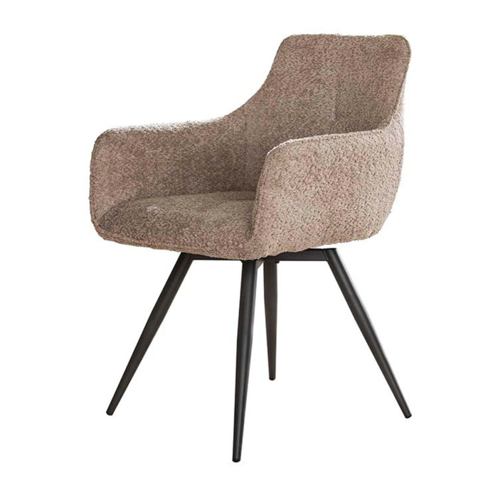 Boha - lot de 2 fauteuils pivotants - en tissu bouclette sable - Sable