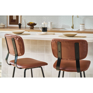 Tabourets de bar vintage marron clair avec pieds métal 65 cm (lot de 2) LAB