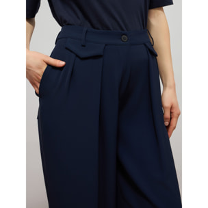 Oltre - Pantaloni palazzo in tessuto fluido - Blu