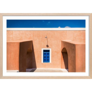 Poster terracotta house Affiche + cadre en bois - Chêne