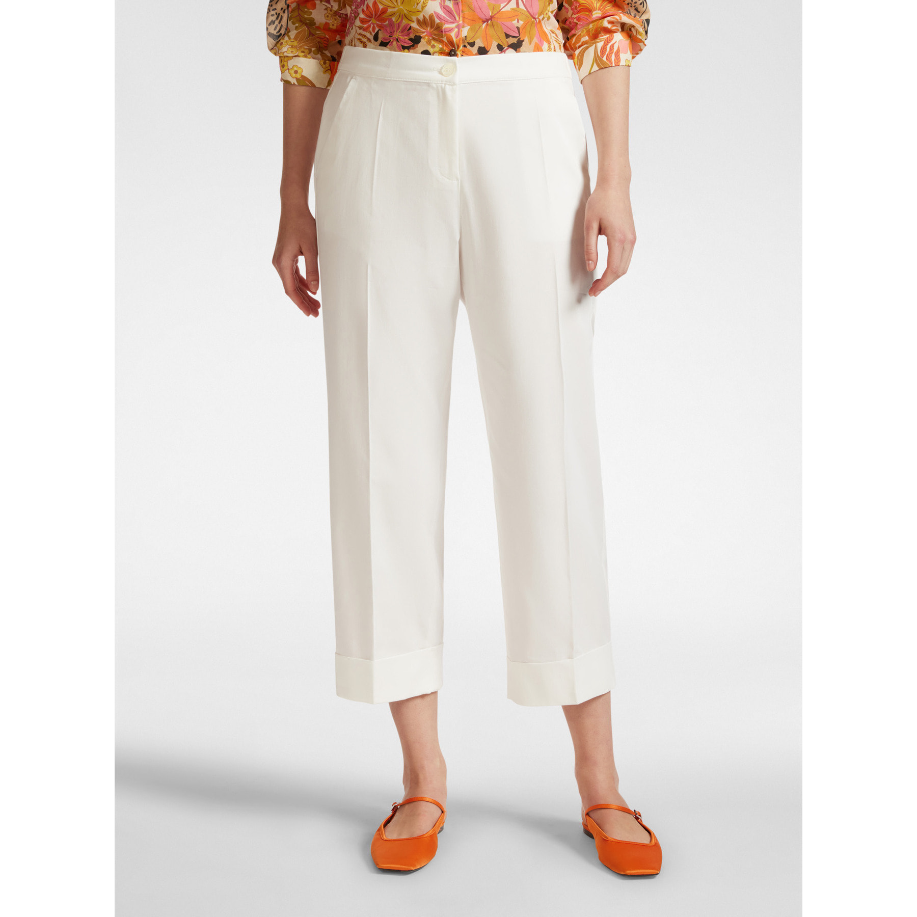 Elena Mirò - Pantalón cropped con puños - Blanco