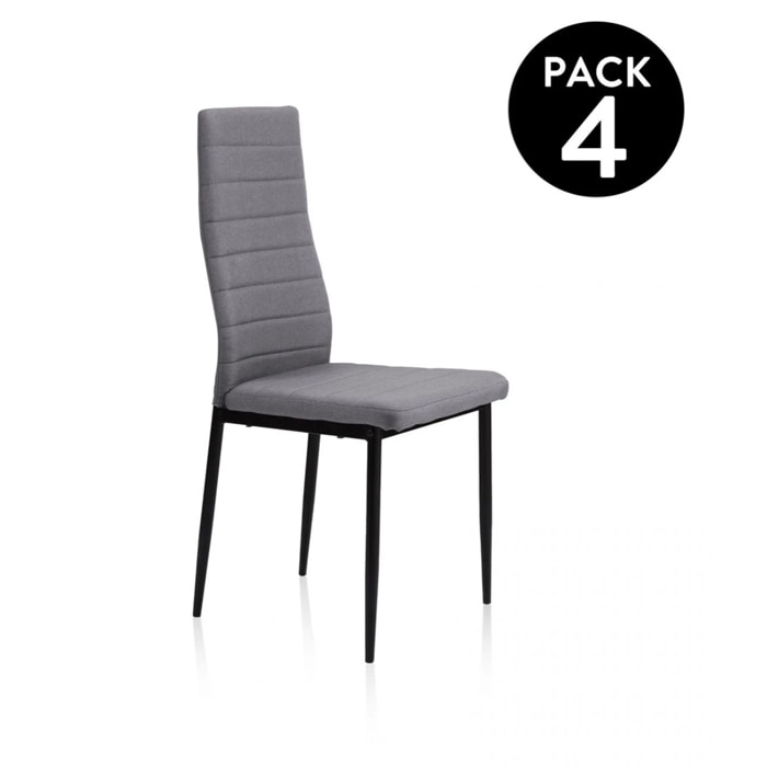 Pack 4 sillas de comedor Niza tejido Gris