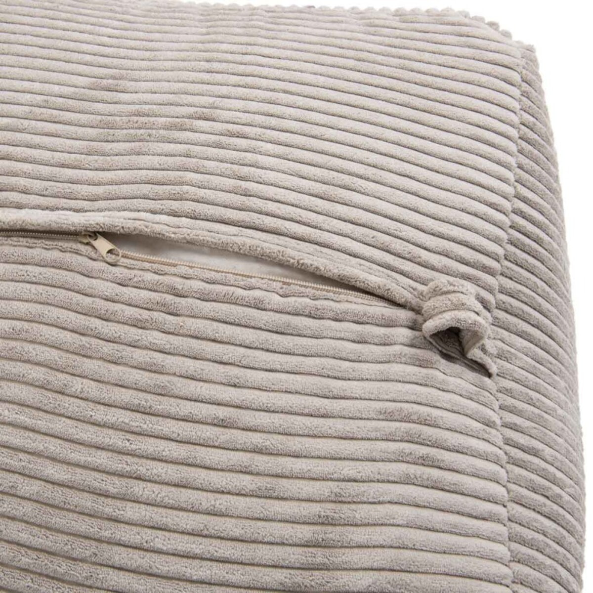 AGATHE - Pouf carré 57x57cm tissu velours côtelé gris perle