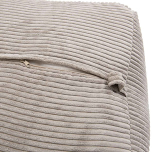 AGATHE - Pouf carré 57x57cm tissu velours côtelé gris perle