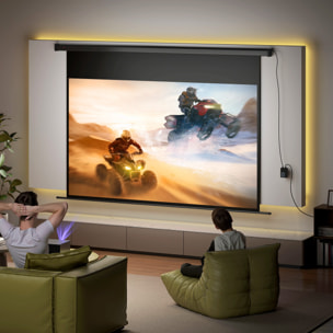 Écran de projection motorisé 100 pouces, 16:9 4K HD - mural avec télécommande - noir