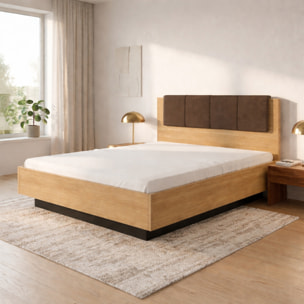 Letto Matrimoniale Con Contenitore Salvaspazio Testiera Imbottita Design Moderno Minimal Camera Da Letto 163.2 x 104 x 210 Cm Rovere Grigio Antracite