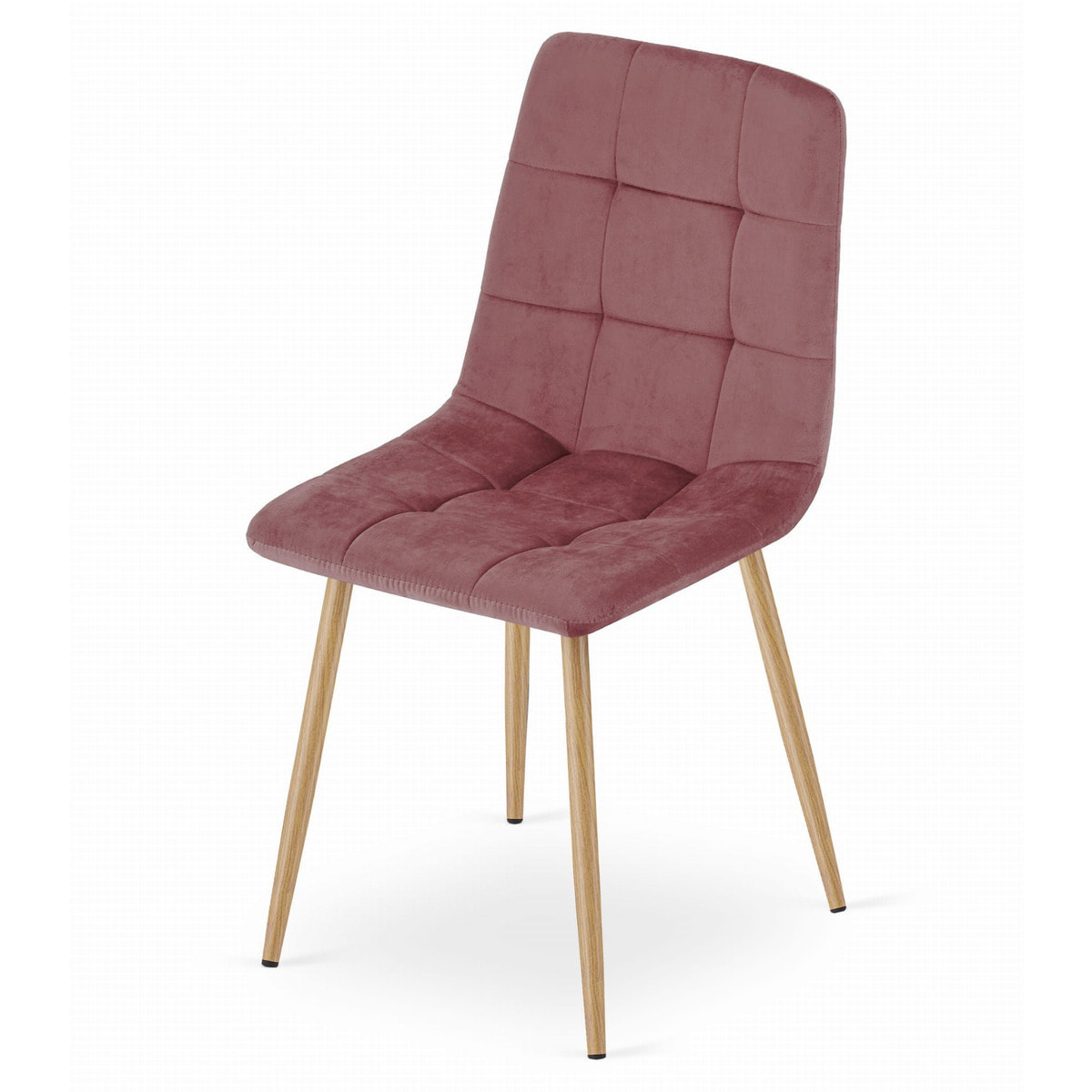 Sedia Kara in velluto rosa con gambe effetto legno