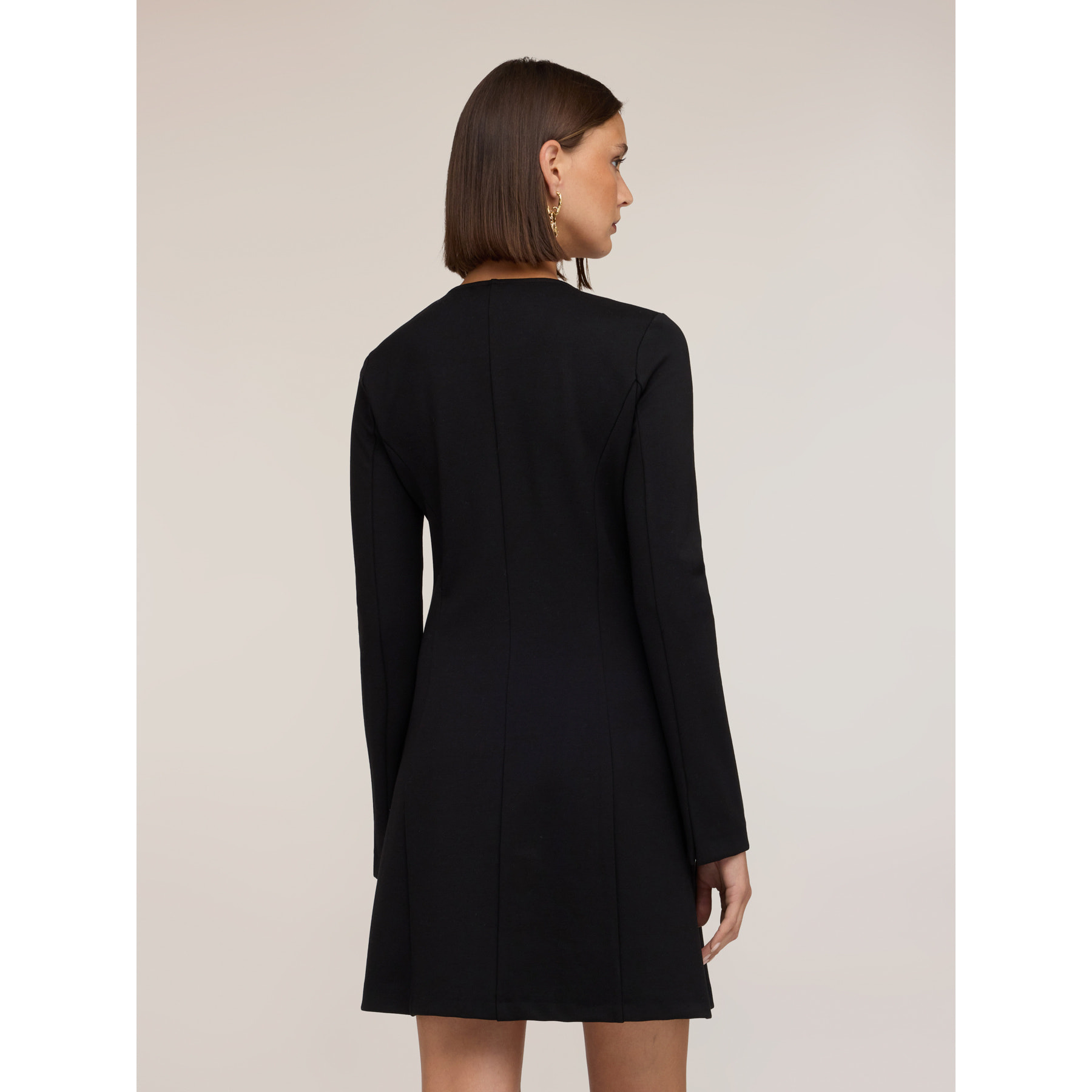 Motivi - Vestido evasé en punto Milano - Negro