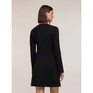 Motivi - Vestido evasé en punto Milano - Negro