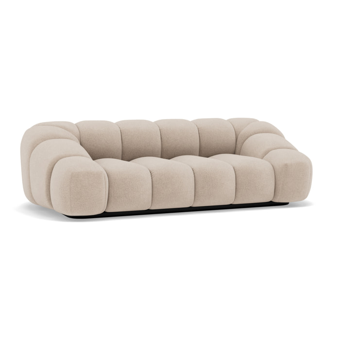 Ava - canapé 3 places bubble en velours texturé - Beige