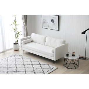 Canapé 3 places blanc bouclette et pieds métal SUN