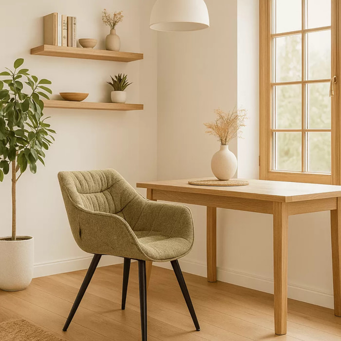 Chaise avec accoudoirs Thelma Melange verte Kare Design