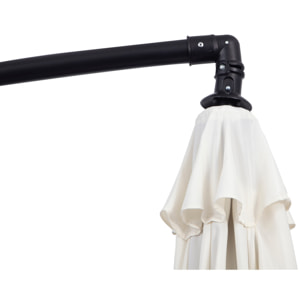 Parasol déporté octogonal inclinable manivelle pied acier Ø 3 x 2,5H m crème