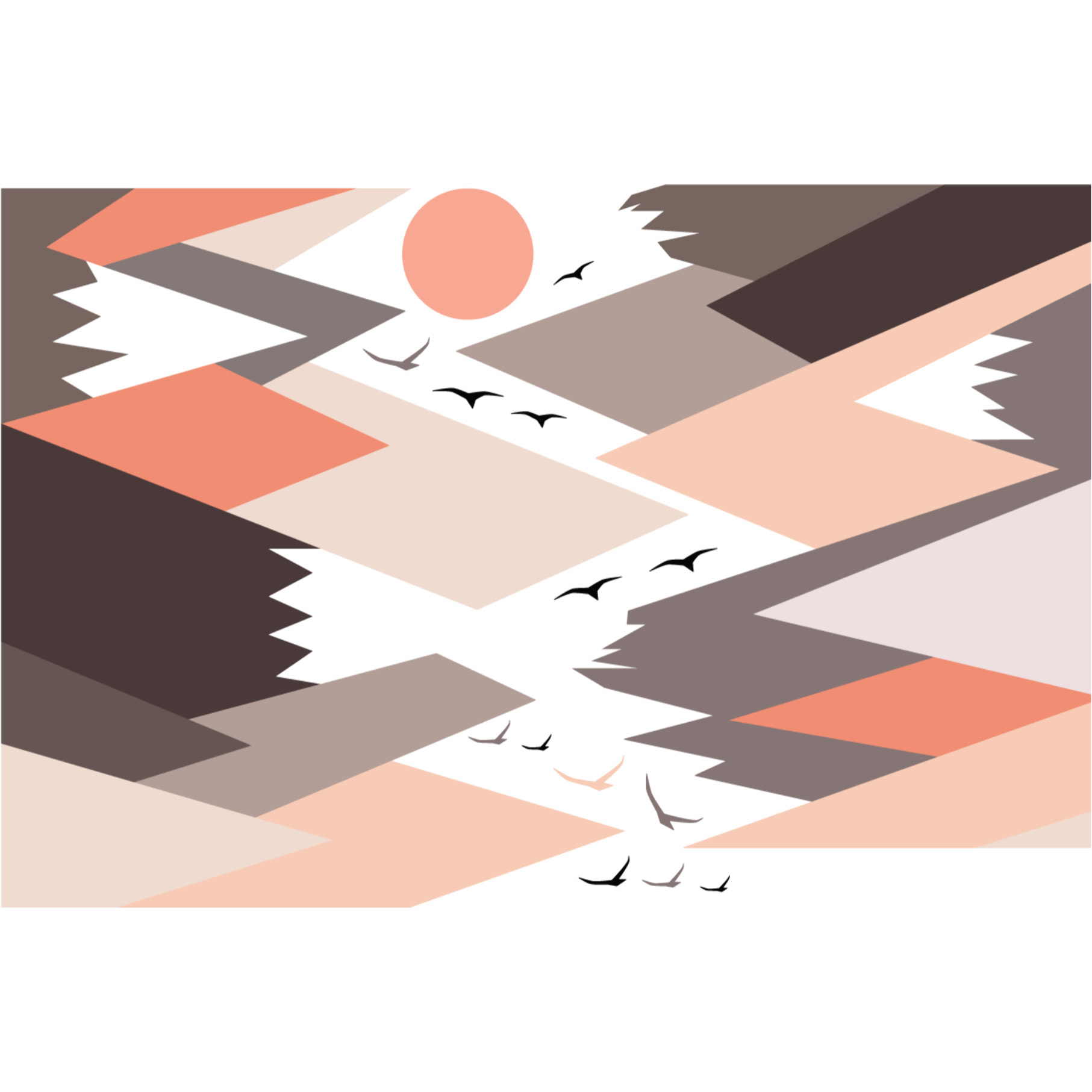 Stickers muraux enfants - Décoration chambre bébé - Autocollant Sticker mural géant enfant montagnes scandinaves FRANSIKA