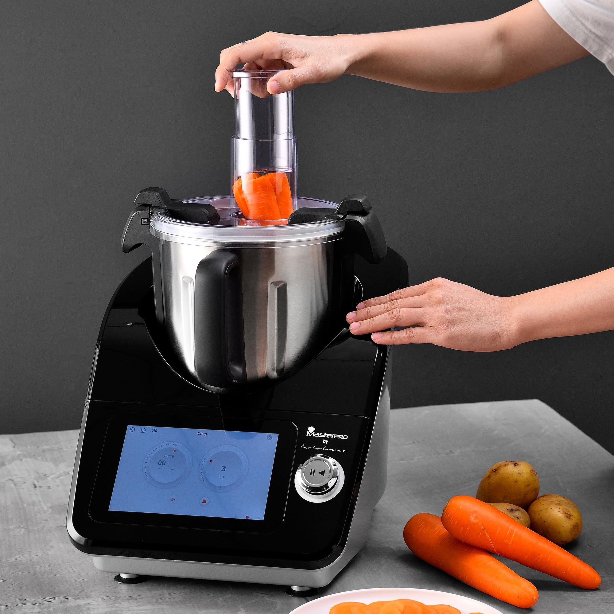 Robot de cocina 1000w de 4,5l de 12 programas con control de temperatura y temporizador masterpro by carlo cracco