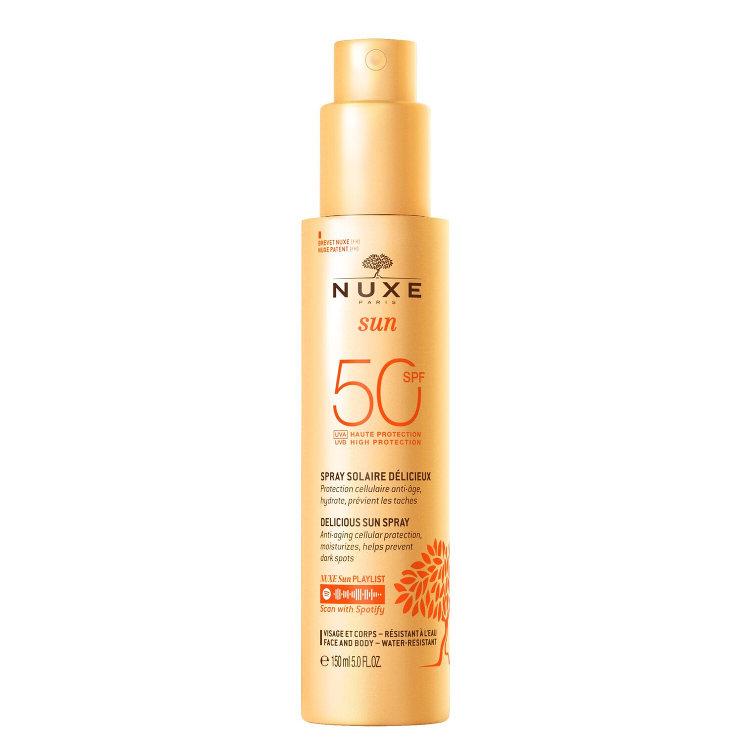 Nuxe Sun  - Spray Solaire Fondant haute protection SPF 50 - Visage et Corps - Tous types de peaux - 150ml