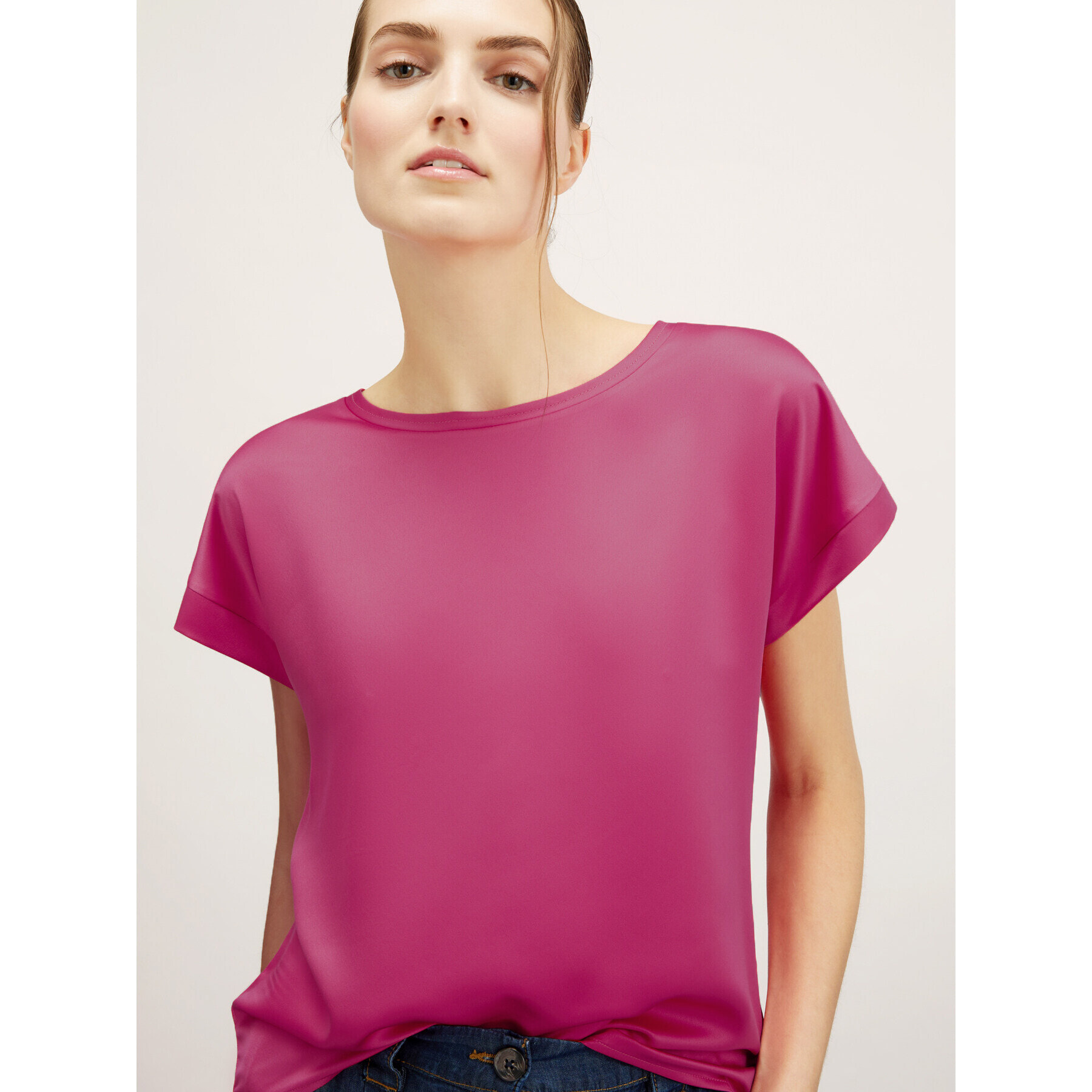 Motivi - Camiseta bimaterial - Fuchsia