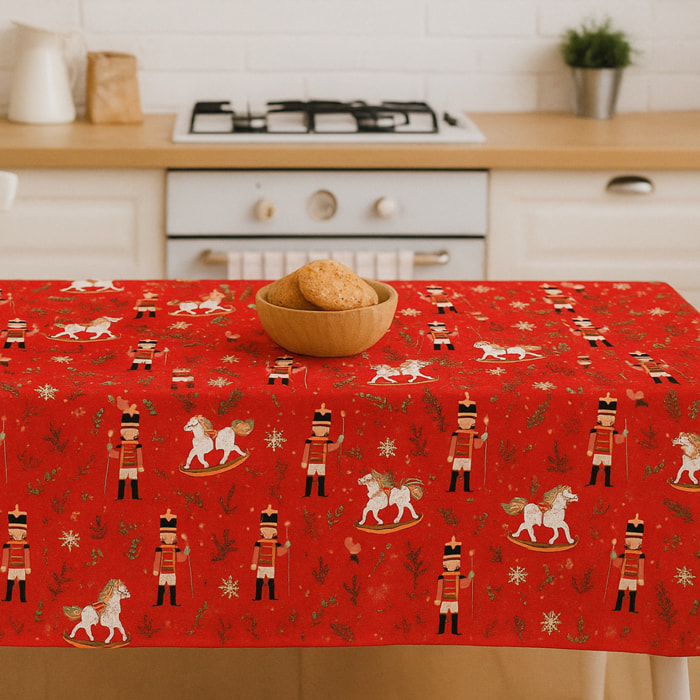 CASSESE HOME Tovaglia in PVC Breccia Con Bordino Decoro Natale – Antimacchia, Pratica e Decorativa Made in Italy_Dec.N