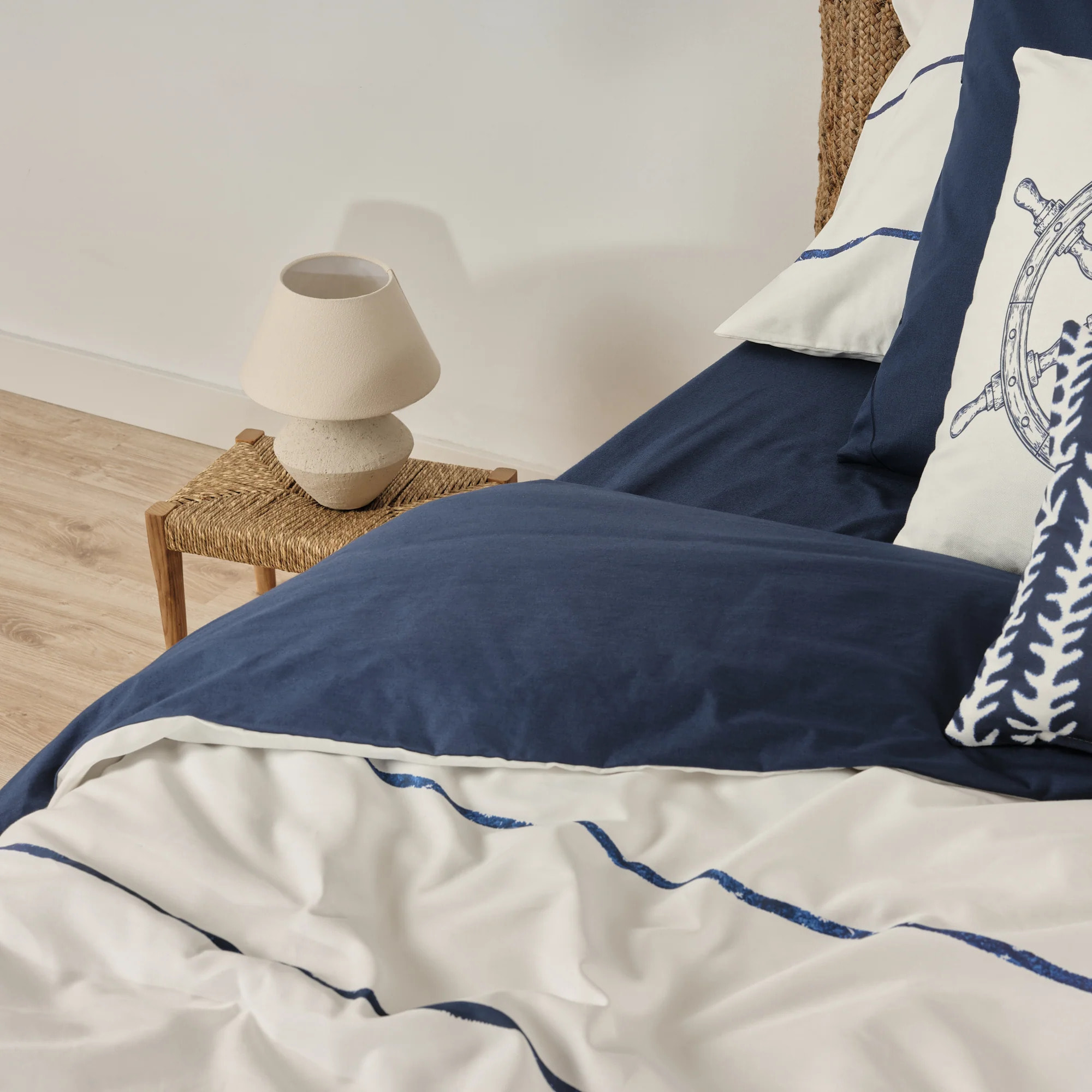 Housse de couette réversible en popeline 80 fils Marino-Ibiza