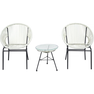 Salon de jardin acapulco "Poli"- 2 places - Blanc