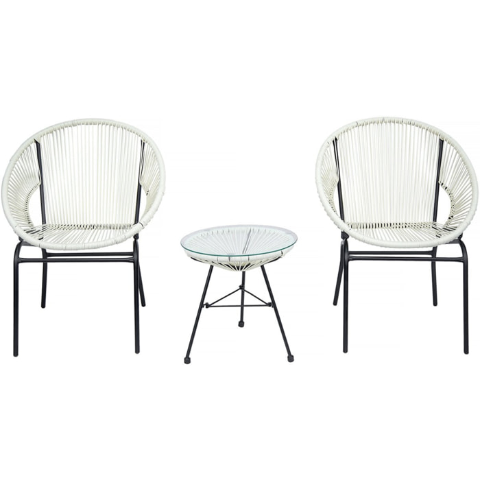 Salon de jardin acapulco "Poli"- 2 places - Blanc