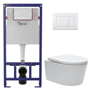 Pack WC bâti ECO 2L Swiss Aqua Technologies + WC suspendu Swiss Aqua Technologies + plaque blanc brillant (STESTBRWR01-FR)