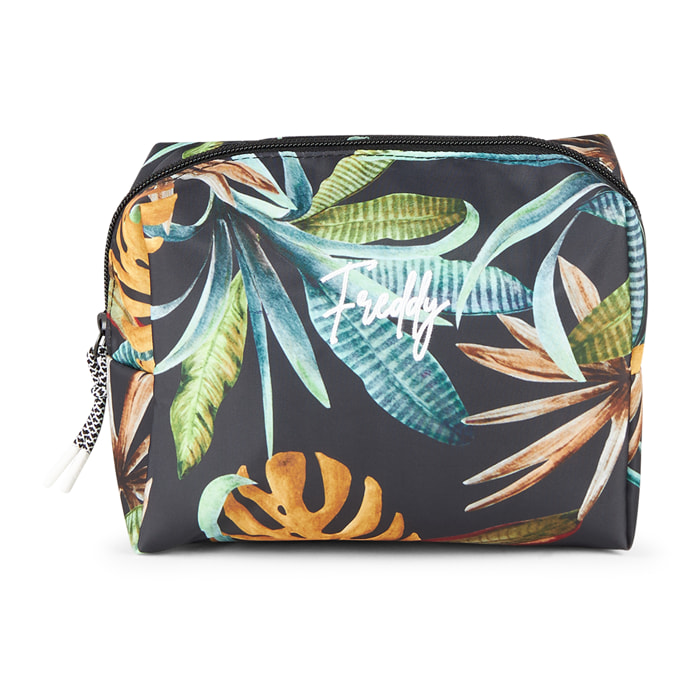 Trousse stampa foliage tropicale con zip