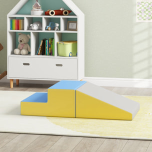 2 blocs de construction en mousse XXL - modules de motricité - gris jaune bleu