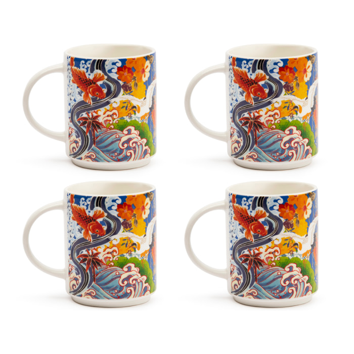 Set de 4 Mugs Excelsa – Kimono, New Bone China Multicolore