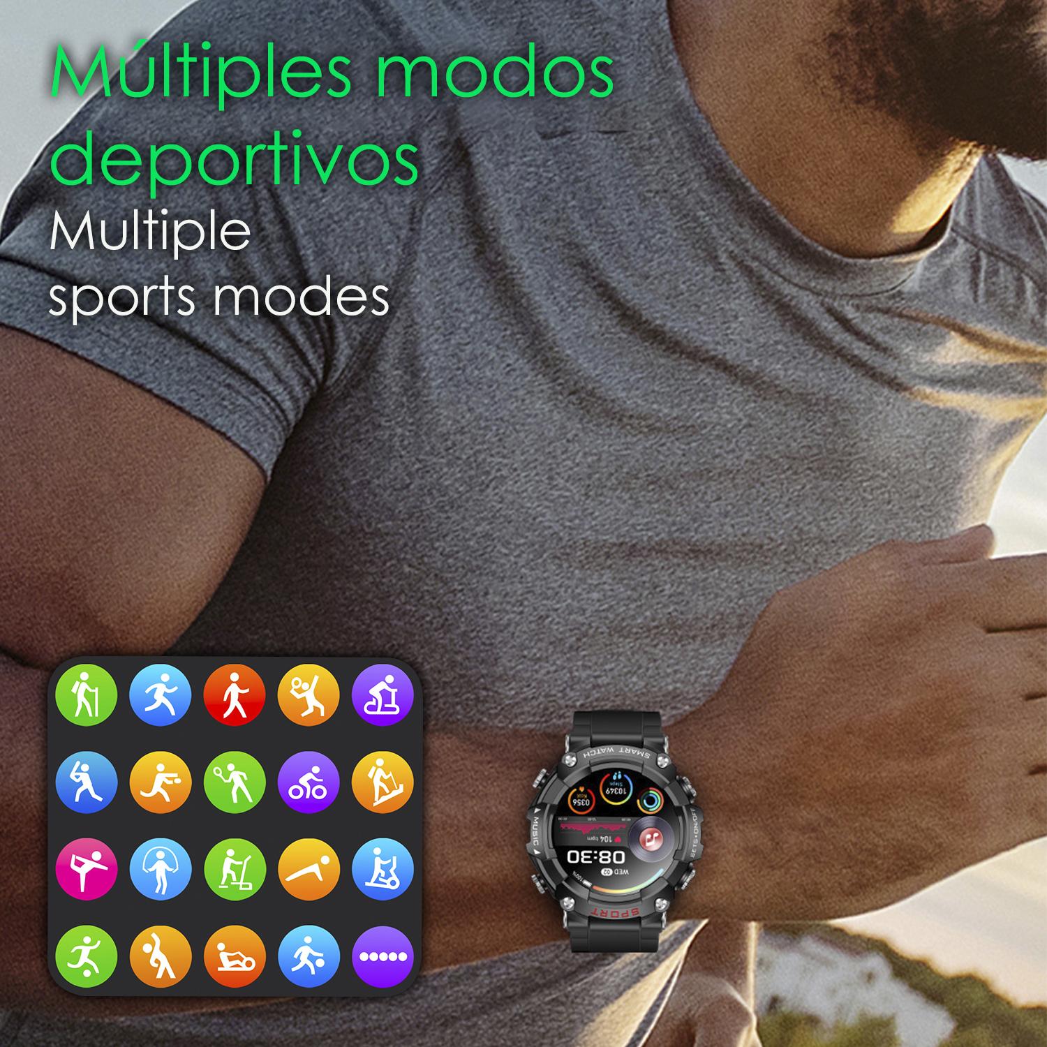 Smartwatch T96 con cuffie TWS integrate. Riproduzione musicale dallo smartwatch stesso e dall'esterno. Funzioni sportive e salute.