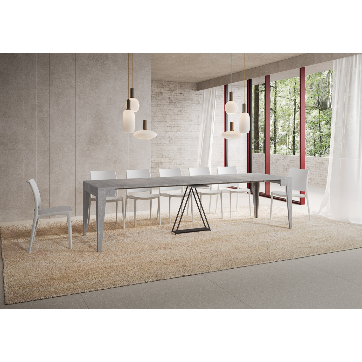 Consola extensible 90x42/302 cm Zima cemento